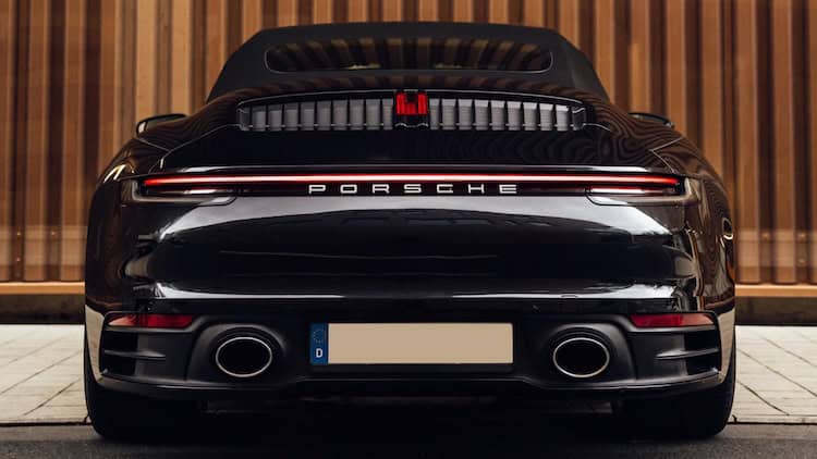 Heckansicht vom Porsche 911 Cabrio in Frankfurt