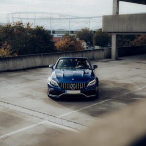 frontansicht vom Mercedes C63s AMG Cabrio in Stuttgart