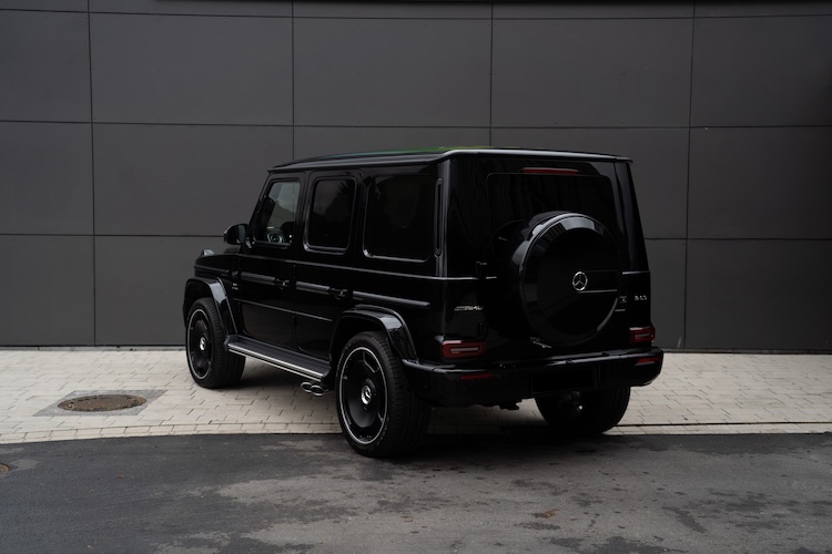 Seitenansicht hinten vom Mercedes G63 AMG 2024 in München