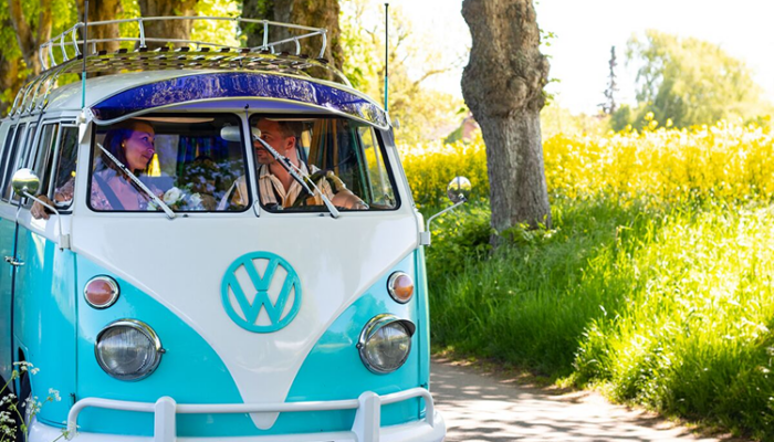 Frontansicht vom VW Bulli T1 Camper in Flensburg