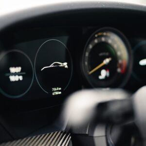Display Fahrer vom Porsche 911 GT3 in Stuttgart