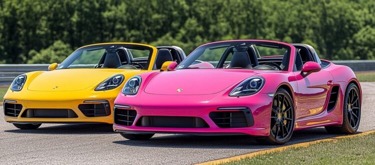 Eine Gruppe von 2-3 verschiedenen Porsche-Modellen 911, Boxster