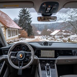 Nahaufnahme des Interieurs eines modernen Porsche