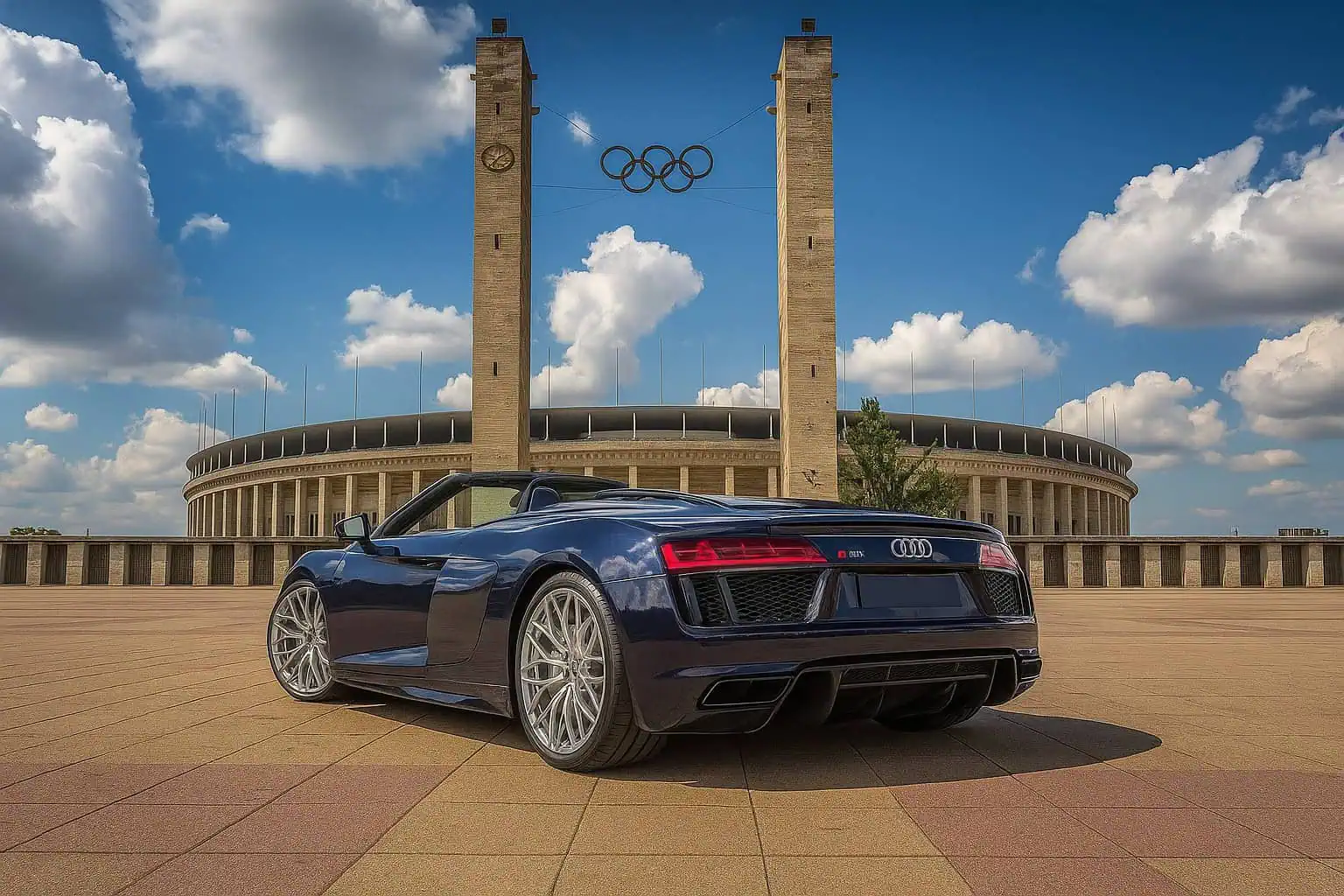 Heckansicht Audi R8 V10 Spyder Quattro in Berlin