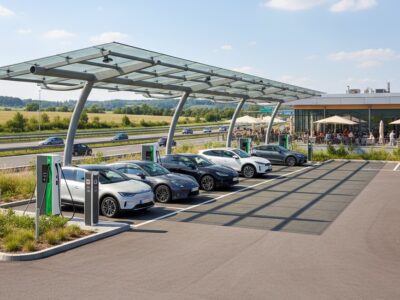 Schnellladestation an einer Autobahn