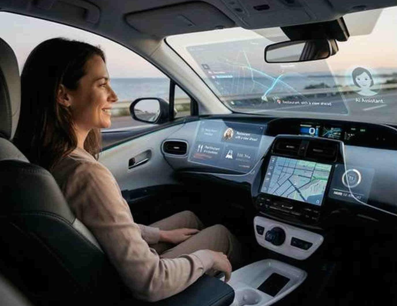 KI im Auto visualisiert im modernen Fahrzeugcockpit